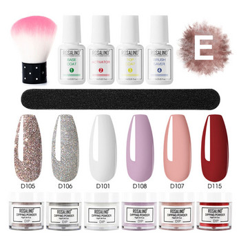 ROSALIND Σετ Πούδρα νυχιών Σετ πινέλων Dip French Glitter Shinning Nails 12τμχ Σετ Μανικιούρ Nail Art Ακρυλικό Σετ πούδρας