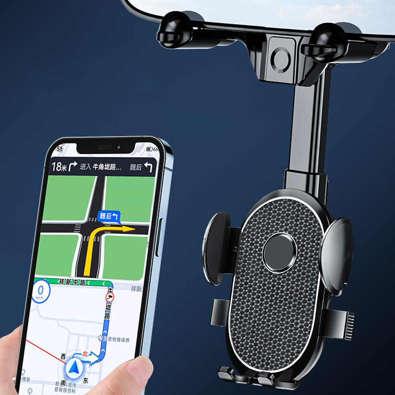 Retrovizor Držač za telefon, rotirajući, podesivi nosač za automobil, podrška za mobilni telefon, GPS stalak, teleskopski nosač, držač za telefon u automobilu