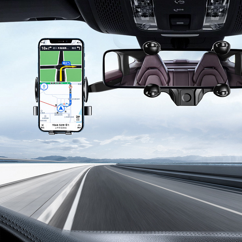 Retrovizor Držač za telefon, rotirajući, podesivi nosač za automobil, podrška za mobilni telefon, GPS stalak, teleskopski nosač, držač za telefon u automobilu