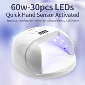SIMINAIL nagy teljesítményű UV LED körömlámpa 60w-os körömszárító géllakk a kézfejek gyors kötődéséhez 4 LCD kijelzővel