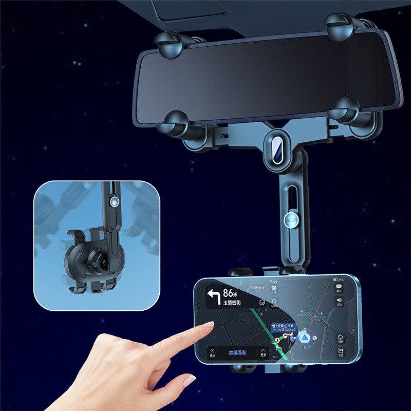 Držač za telefon u automobilu Retrovizor u automobilu Držač za telefon Na kopču, navigacijski stalak protiv potresanja za mobitel Podesiva podrška za mobitel