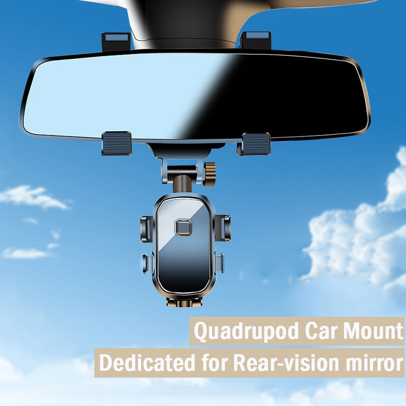 Щипка тип "алигатор" Държач за телефон за кола Стойка за монтиране на клетка GPS поддръжка за държач за телефон за смартфон в кола, предназначен за огледало за обратно виждане