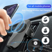 Încărcător fără fir Qi Suport pentru telefon de mașină Suport de montare pentru ventilație de aer cu scalare automată Suport pentru iPhone Xiaom 10W Suport Moboil de încărcare rapidă