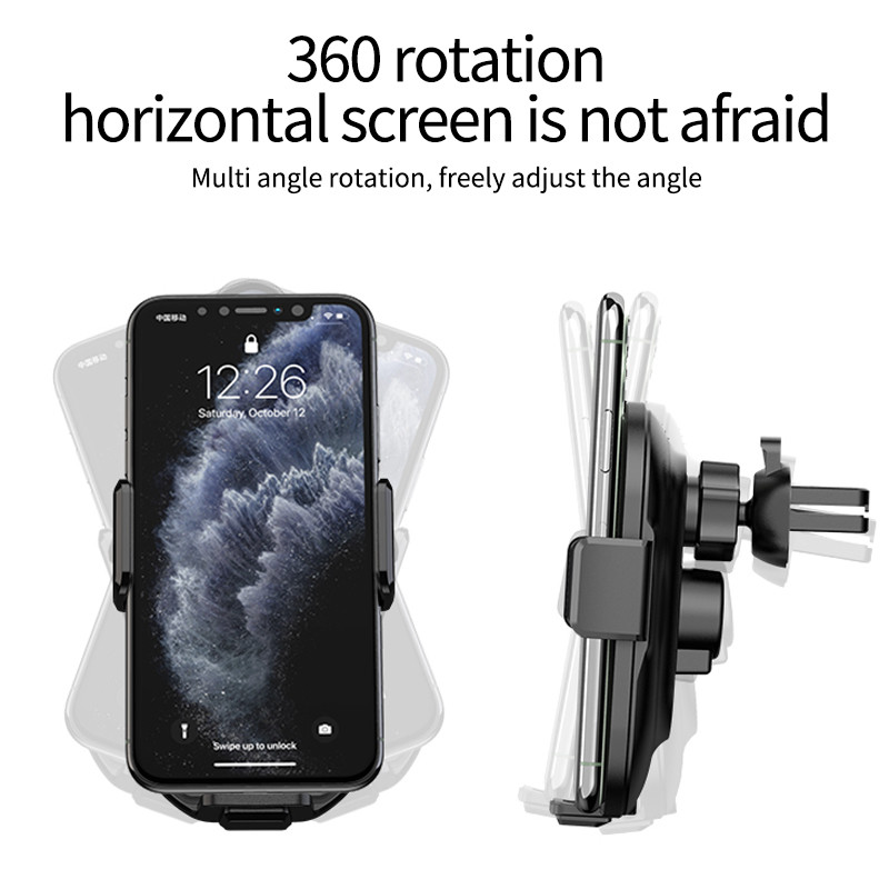 Încărcător fără fir Qi Suport pentru telefon de mașină Suport de montare pentru ventilație de aer cu scalare automată Suport pentru iPhone Xiaom 10W Suport Moboil de încărcare rapidă