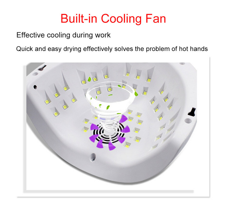 NOU 150W LED Lampă pentru unghii Uscător de unghii pentru uscare UV Gel Lac Lampă de vindecare Ventilator de răcire încorporat Instrumente de manichiură cu sincronizare inteligentă