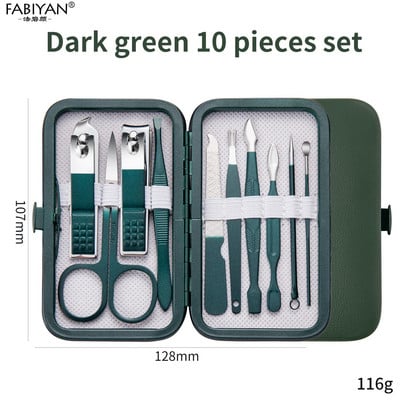 7/10/12/18 buc. Foarfece de unghii din oțel inoxidabil verde închis Dispozitiv de tăiat pentru manichiură Set de tăietor de unghii Instrument de îngrijire pentru pedichiură Cuticule