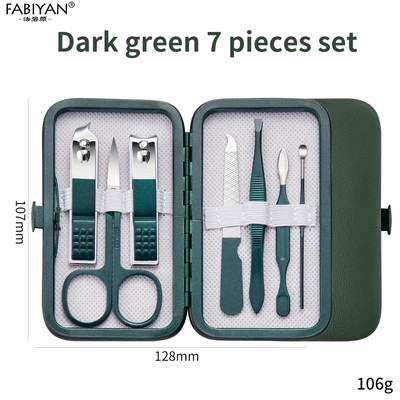 7/10/12/18 buc. Foarfece de unghii din oțel inoxidabil verde închis Dispozitiv de tăiat pentru manichiură Set de tăietor de unghii Instrument de îngrijire pentru pedichiură Cuticule