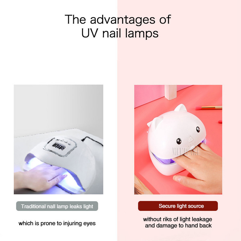 Mini aranyos kisállat körömszárító 15W UV led lámpa manikűr körömszárító géphez Smart Sensor 30s/60s/90s tárolódobozzal vezeték nélküli barkácsolás
