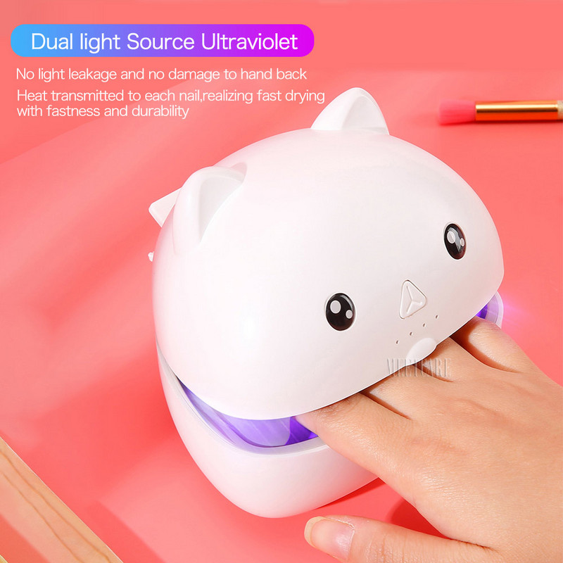 Mini aranyos kisállat körömszárító 15W UV led lámpa manikűr körömszárító géphez Smart Sensor 30s/60s/90s tárolódobozzal vezeték nélküli barkácsolás