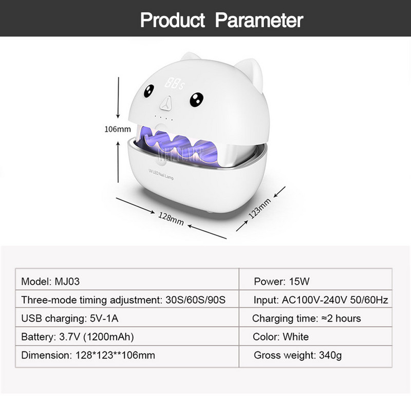 Mini aranyos kisállat körömszárító 15W UV led lámpa manikűr körömszárító géphez Smart Sensor 30s/60s/90s tárolódobozzal vezeték nélküli barkácsolás