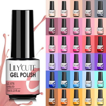 Σετ τζελ νυχιών LILYCUTE 60/40/30/20 τμχ Ημιμόνιμο UV Gel Polish Glitter Hybrid Varnish Base Top Coat Soak Off UV Gel Nail