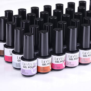 Σετ τζελ νυχιών LILYCUTE 60/40/30/20 τμχ Ημιμόνιμο UV Gel Polish Glitter Hybrid Varnish Base Top Coat Soak Off UV Gel Nail