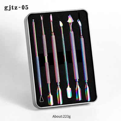 Set de instrumente pentru manichiură FlorVida Rainbow Foarfecă pentru cuticule Pensetă din oțel inoxidabil Clipper Clapetă Dispozitiv pentru îndepărtarea unghiilor Kit de împingere a pielii moarte