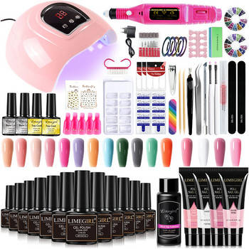 Σετ νυχιών Nail Gel Tools Kit 54W Λάμπα νυχιών 18/12/7 Χρώματα UV Gel Βερνίκι νυχιών Kit Κατάλληλο για αρχάριους στην πρακτική κατασκευή