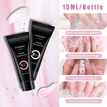 Σετ Poly Nail Gel με λάμπα UV LED 6W Quick Extension Gel Semi Permanent Soak Off Nail Builder UV Gel Set Nail Art Tools