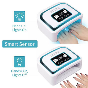 120 W акумулаторна UV LED лампа за нокти с настройка на таймера LCD дисплей Безжична професионална лампа за втвърдяване Инструменти за маникюр за нокти