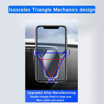 Държач за мобилен телефон в кола, щипка за вентилационен отвор Монтиране на телефон GPS поддръжка Стойка за iPhone Redmi Huawei Samsung Универсална гравитационна скоба
