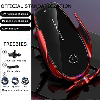 Držač za auto Automatski bežični punjač za iPhone 8 PLUS X 12 11 13 Max Samsung S20 Magnetski infracrveni senzor Držač za telefon
