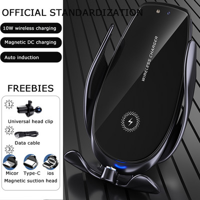 Držač za auto Automatski bežični punjač za iPhone 8 PLUS X 12 11 13 Max Samsung S20 Magnetski infracrveni senzor Držač za telefon