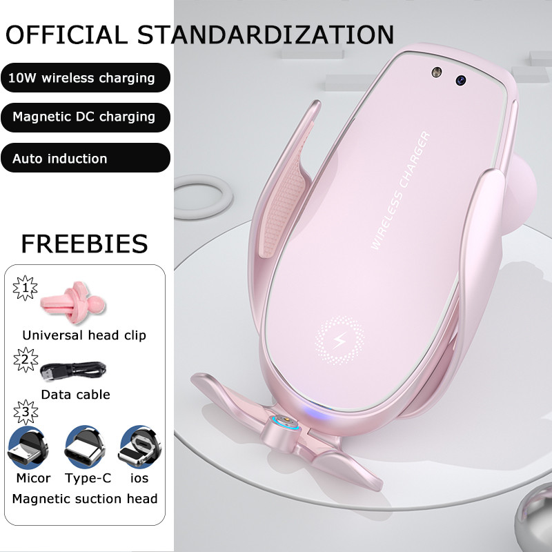 Držač za auto Automatski bežični punjač za iPhone 8 PLUS X 12 11 13 Max Samsung S20 Magnetski infracrveni senzor Držač za telefon