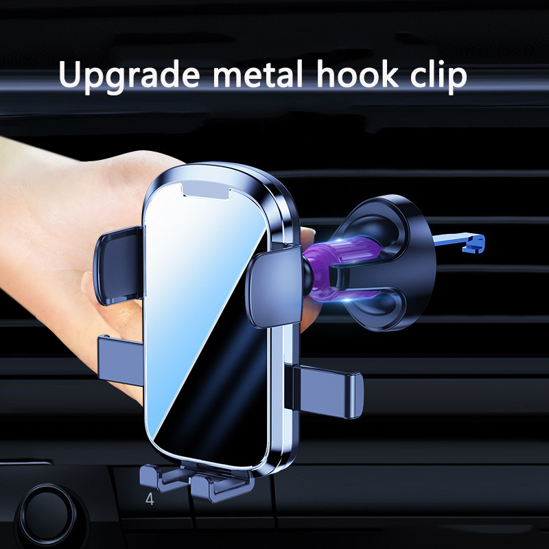 Univerzálny držiak telefónu do auta s gravitáciou, vetracím otvorom, háčikom, klipom na mobilný držiak, stojan na mobil pre iPhone, Samsung a držiak mobilného telefónu do auta