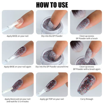 23 τεμ. Dipping Nail Powder Kits Sparkly Shinning Dip Polish Nail Glitter DIY Decoration Chrome Without Lamp Cure Set