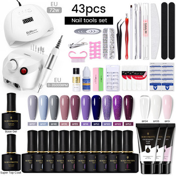 BORN PRETTY 10ml Σετ νυχιών UV LED Lamp Dryer With 11/43PCS Gel Nail Polish For Acrylic Extension Nail Art Tool Kit Manicure