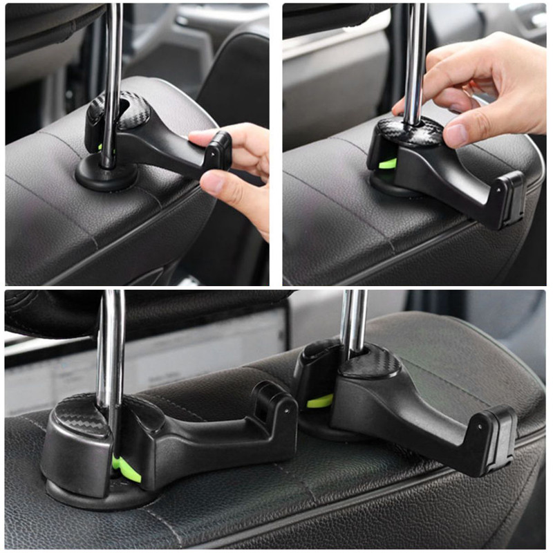 DL Carlig pentru tetiera auto Suport pentru telefon Suport pentru suport multifuncțional pentru telefon mobil Cârlig portabil de depozitare 2 în 1 Suport cârlig pentru spate scaun auto