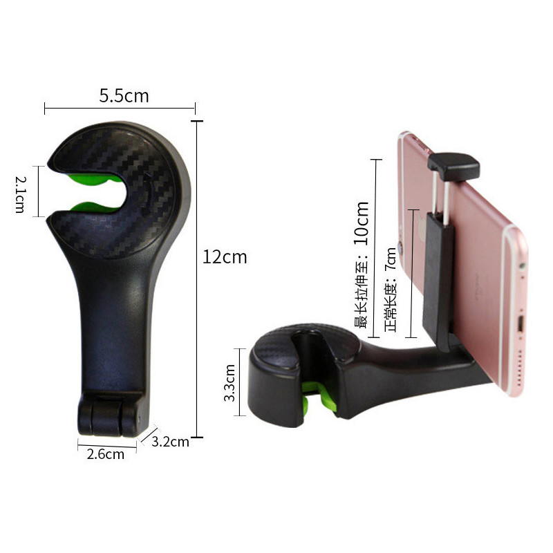 DL Carlig pentru tetiera auto Suport pentru telefon Suport pentru suport multifuncțional pentru telefon mobil Cârlig portabil de depozitare 2 în 1 Suport cârlig pentru spate scaun auto