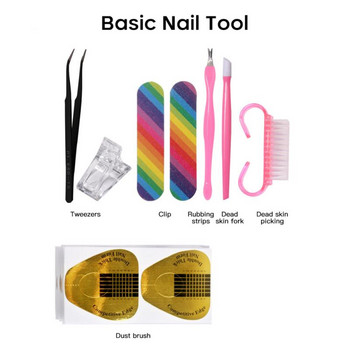 Σετ νυχιών για αρχάριους UV LED Lamp Dryer Extension Gel με 24 μοτίβα Sequined Nail Art DIY Set Set Soak Off Tools Manicure