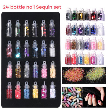 Σετ νυχιών για αρχάριους UV LED Lamp Dryer Extension Gel με 24 μοτίβα Sequined Nail Art DIY Set Set Soak Off Tools Manicure