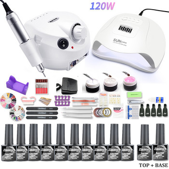 Σετ βερνικιού νυχιών με 120/54/6W UV LED LAMP 10/20 Colors Gel Polish Nail Drill Machine Nail Polish Kit Nail Art Tools Set