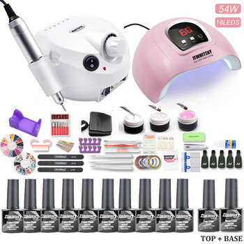 Σετ βερνικιού νυχιών με 120/54/6W UV LED LAMP 10/20 Colors Gel Polish Nail Drill Machine Nail Polish Kit Nail Art Tools Set