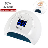 Nešiojama 80 W 42 vnt LED nagų lempa Nagų džiovintuvas Dviejų rankų UV lempa kietėjantis gelinis lakavimas su judesio jutimo manikiūro salono įrankiu