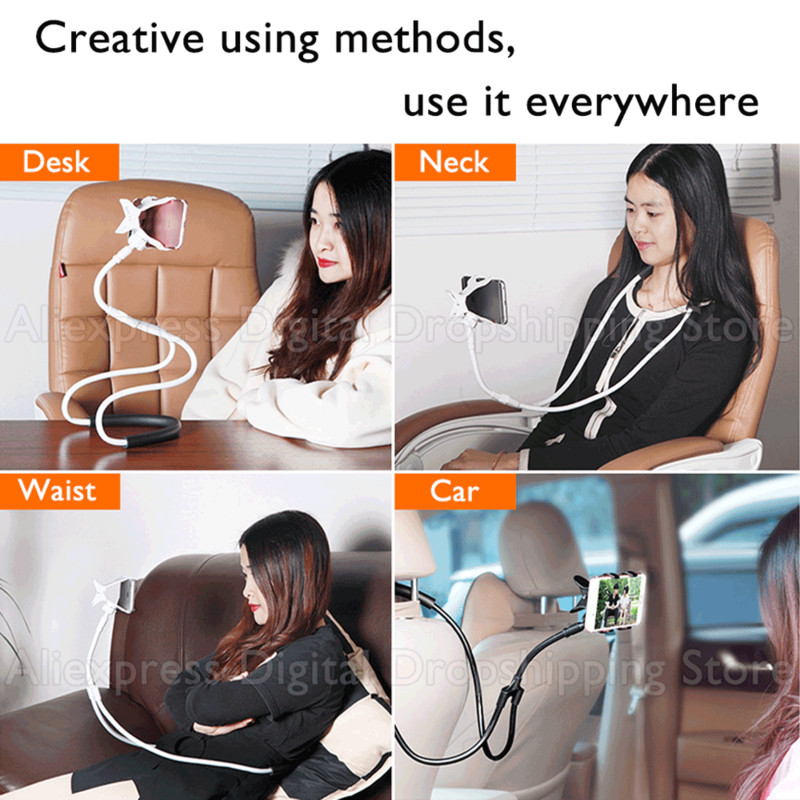Univerzálny flexibilný držiak na mobilný telefón, držiak na krk a pás, držiak na mobil, držiak na selfie, stojan na stôl, držiak na telefón do auta