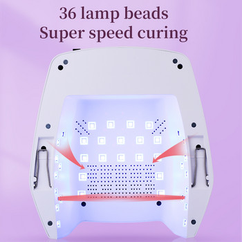 Ασύρματη επαναφορτιζόμενη λάμπα νυχιών με έξυπνο αισθητήρα UV LED 72W Ισχυρό στεγνωτήριο νυχιών που στεγνώνει γρήγορα