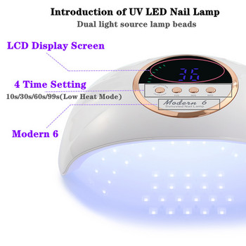 2022 Голямо пространство UV лампа за фототерапия за нокти Модерна 6/3 LED лампа за нокти Бързо изсушаваща машина за гел за маникюр за нокти Подходяща за две ръце