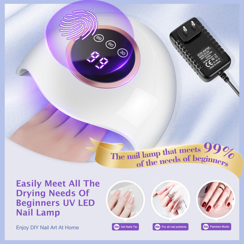 Sušilo za nokte Zaslon osjetljiv na dodir LED lampa za nokte UV lampa za stvrdnjavanje svih gelova za nokte s senzorom pokreta Manikura Pedikura Salon alat