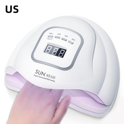 Lampă pentru unghii cu LED UV, cu lumină dublă, 220W, 57 Senzor inteligent, cu 4 viteze, lac de unghii, terapie cu lumină de copt, uscător de unghii, instrument pentru arta unghiilor