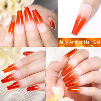 LILYCUTE 10 τεμ./Σετ Jelly Amber Gel Βερνίκι νυχιών Nude Pink Color Spring Semi Permanent Soak Off UV Led Nail Art Gel Varnishes Kits