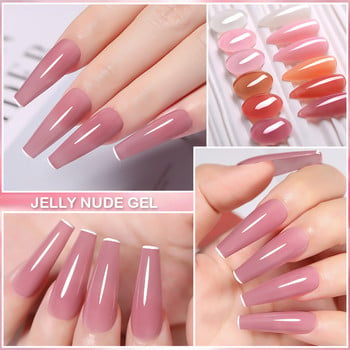 LILYCUTE 10 τεμ./Σετ Jelly Amber Gel Βερνίκι νυχιών Nude Pink Color Spring Semi Permanent Soak Off UV Led Nail Art Gel Varnishes Kits