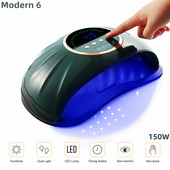 2022 Modern 6 professzionális körömszárító 150 W UV LED lámpa az összes köröm géllakk kikeményítéséhez mozgásérzékelős kijelző manikűr eszközzel