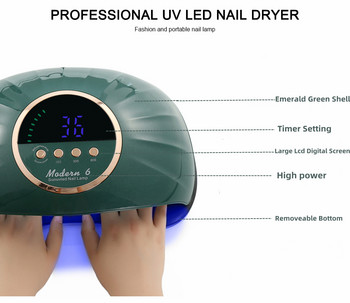 2022 Модерна 6 Професионална сушилня за нокти 150W UV LED лампи за втвърдяване на всички гел лакове за нокти с дисплей със сензор за движение Инструмент за маникюр