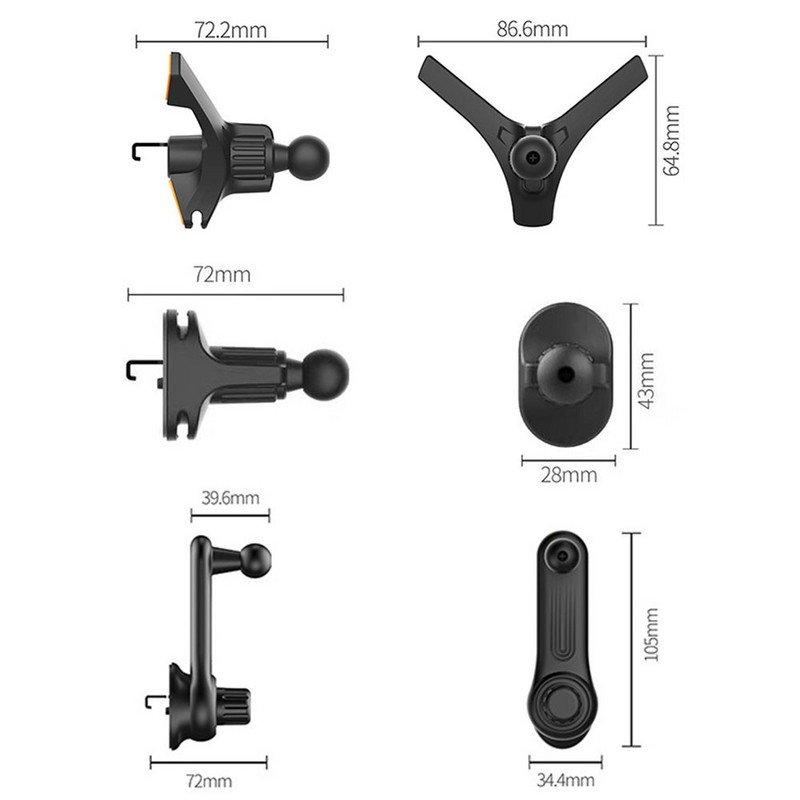 Uuendage autotelefoni hoidiku klambrid 17 mm kuulpeaga auto õhuava kinnitusalus Auto õhu väljalaskeava konksuklamber magnetilise mobiiltelefoni toe jaoks