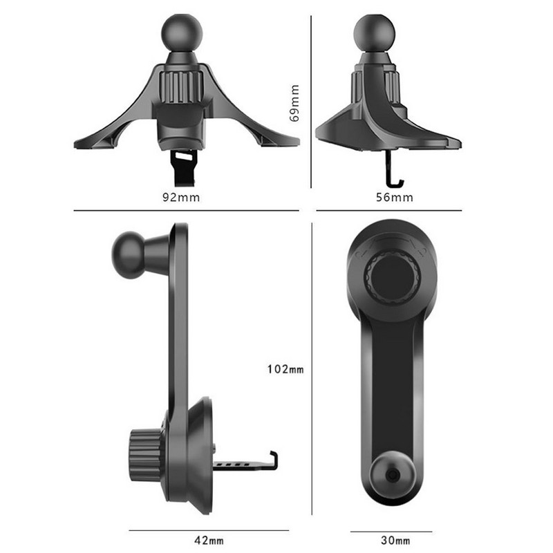 Uuendage autotelefoni hoidiku klambrid 17 mm kuulpeaga auto õhuava kinnitusalus Auto õhu väljalaskeava konksuklamber magnetilise mobiiltelefoni toe jaoks
