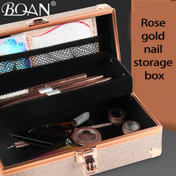 BQAN luxury Rectangle Διπλής στρώσης Εργαλείο Νυχιών Τέχνης Άδειο κουτί αποθήκευσης Τσιμπίδες Κλείστρες Στυλό Γυάλισμα Νυχιών με λίμες