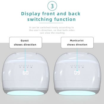 2 В 1 78 W LED UV лампа с електрическа машина за пробиване на нокти за сушилня за гел лак Лампа за нокти 30-те/60-те години Автоматичен сензор за време Инструмент за маникюр