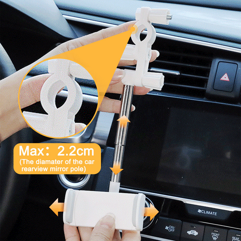 Držač telefona za montažu na retrovizor u automobilu za iPhone Samsung Xiaomi Podesivo GPS sjedalo Držač za pametni telefon Univerzalni produžni stalak