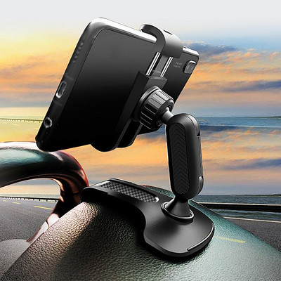 Dashboard Mount Car Phone Holder 360 Rotation Rearview Mirror Cellphone Holder Clip Car GPS Stand for iPhone Xiaomi Samsung