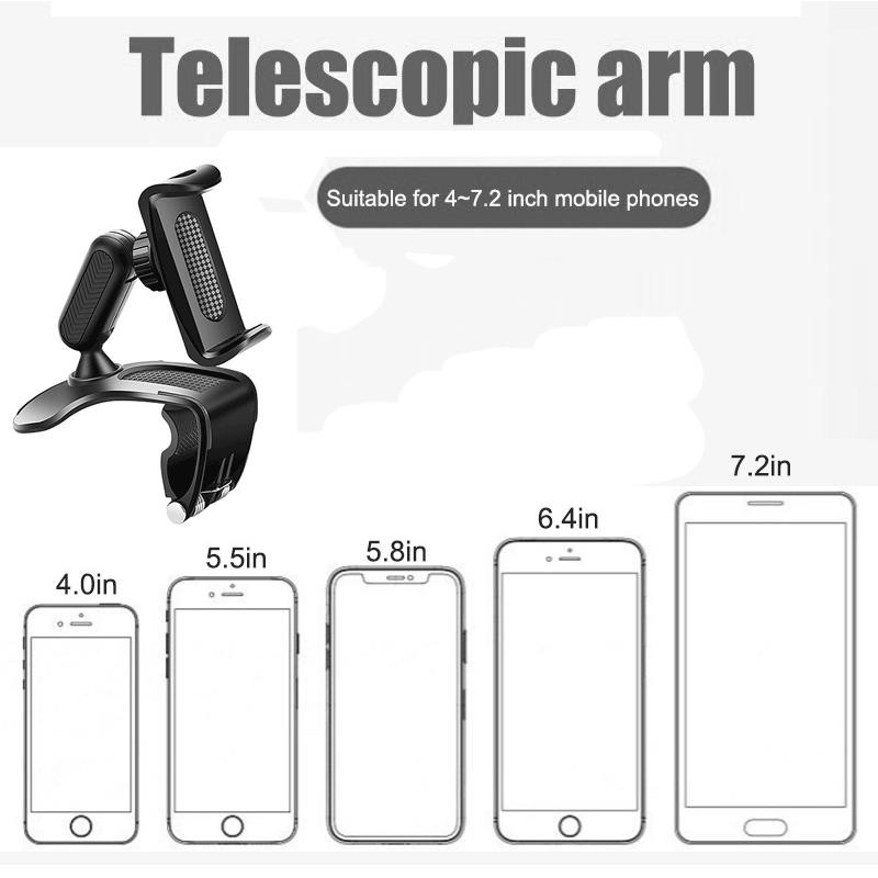 Prie prietaisų skydelio tvirtinamas automobilinis telefono laikiklis 360 pasukamas galinio vaizdo veidrodžio mobiliojo telefono laikiklis, klipas automobilinis GPS stovas, skirtas iPhone Xiaomi Samsung